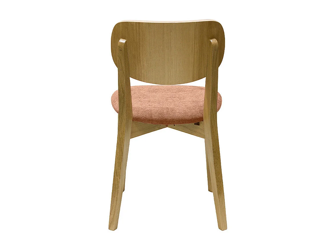 Chaises vintage en bois clair chêne et tissu effet velours terracotta (lot de 2) LUCIA