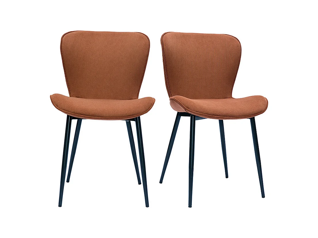 Chaises design en tissu velours côtelé terre brûlée et métal noir (lot de 2) ADDICT