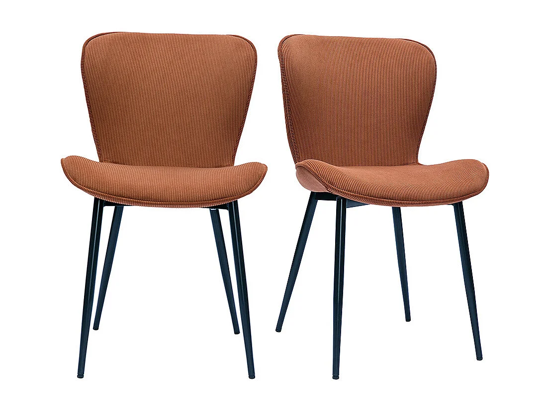 Set de 2 sillas de diseño de pana terracota y metal negro ADDICT