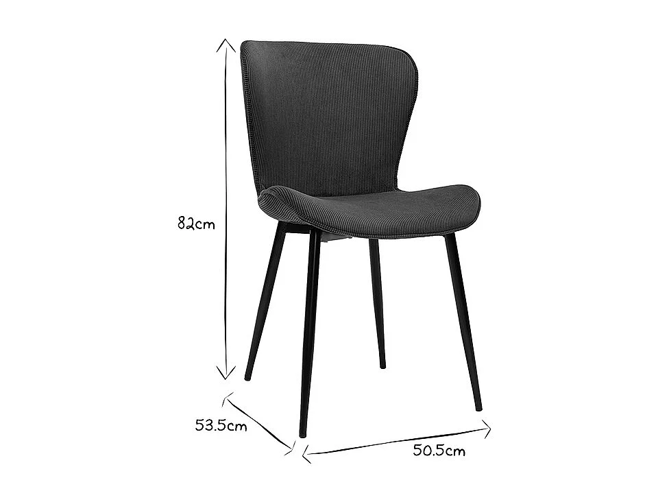 Set de 2 sillas de diseño de pana terracota y metal negro ADDICT