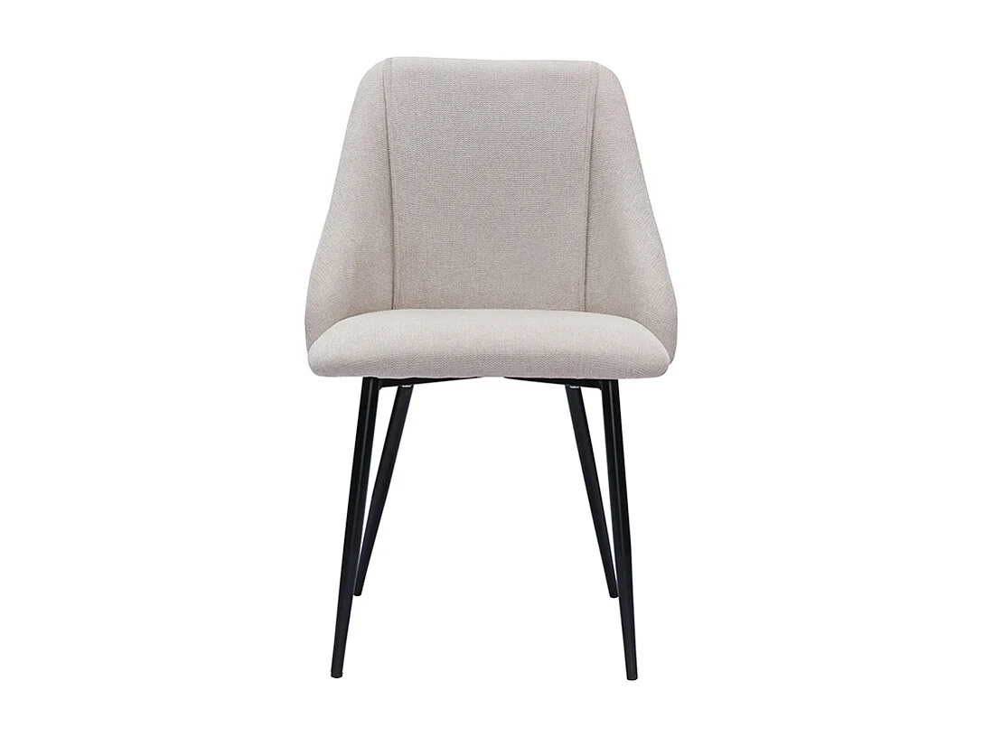 Chaises en tissu effet velours texturé beige et métal noir (lot de 2) HIGGINS