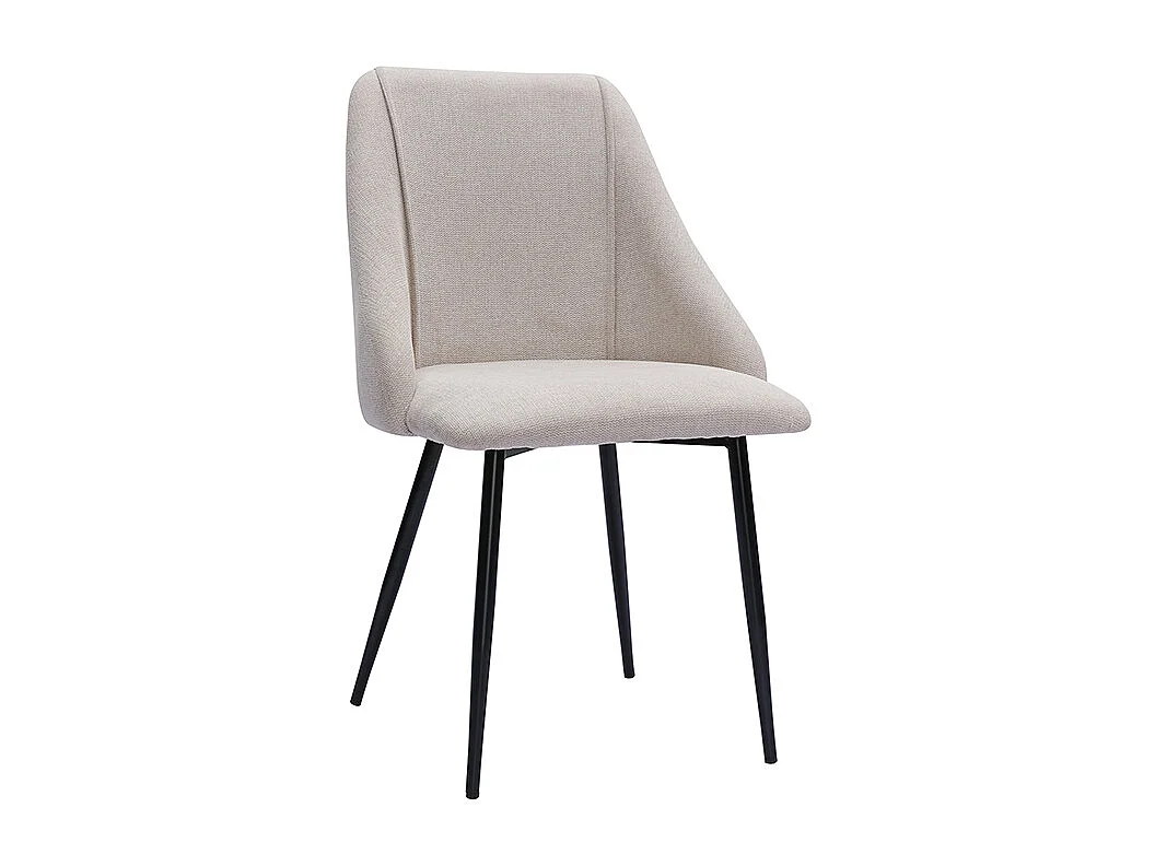 Chaises en tissu effet velours texturé beige et métal noir (lot de 2) HIGGINS