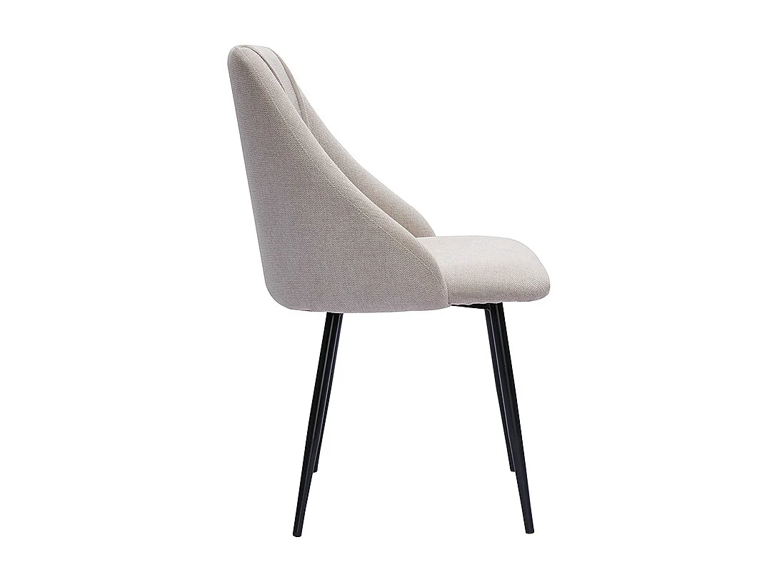 Chaises en tissu effet velours texturé beige et métal noir (lot de 2) HIGGINS