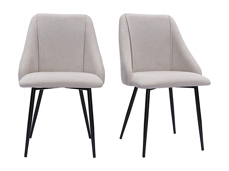 Chaises en tissu effet velours texturé beige et métal noir (lot de 2) HIGGINS