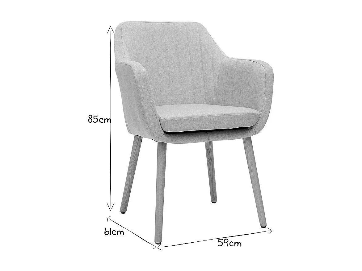 Sillón escandinavo gris claro y patas roble ALEYNA