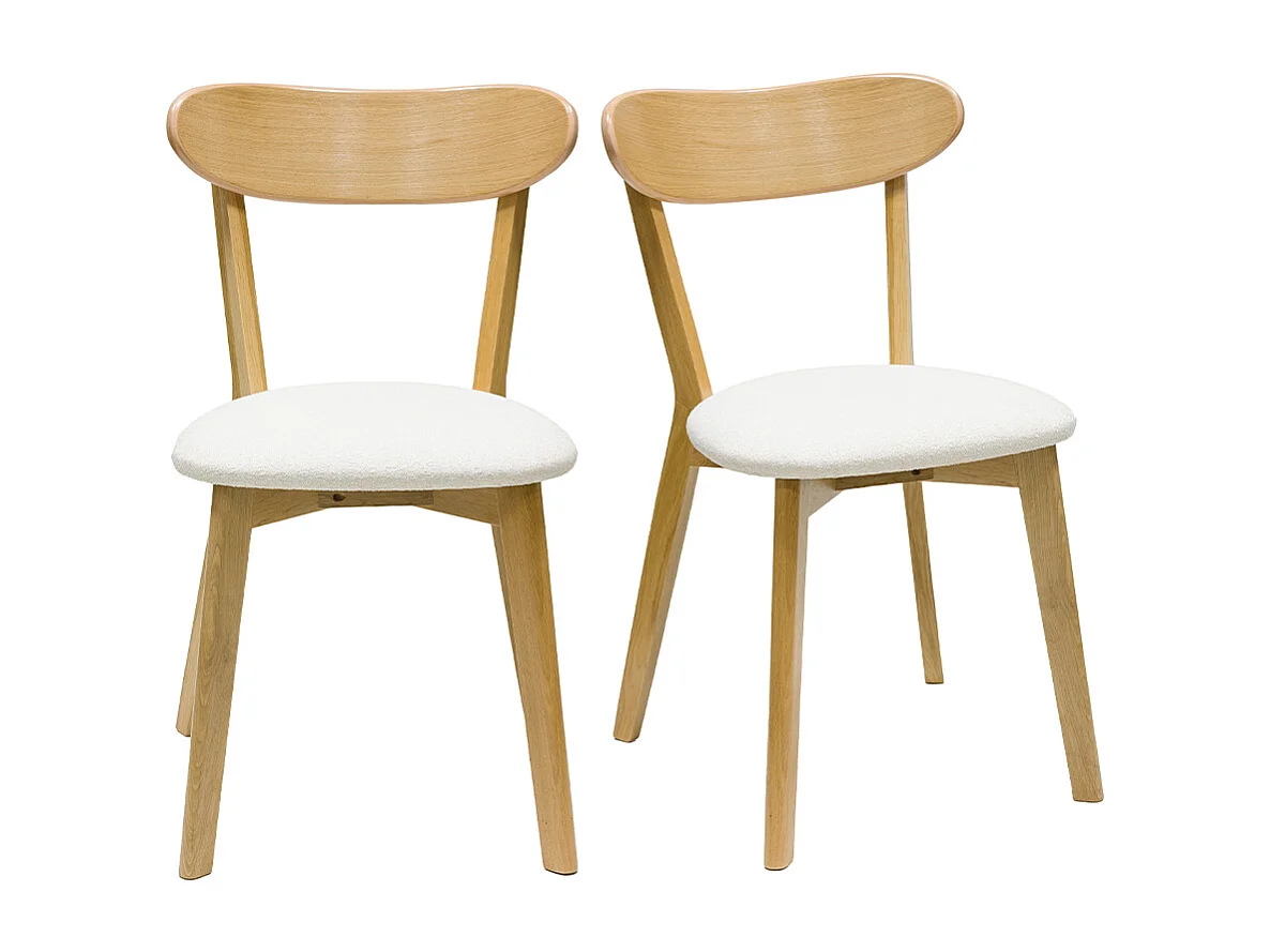 Set de 2 sillas vintage de madera de roble claro y borreguillo DOVE