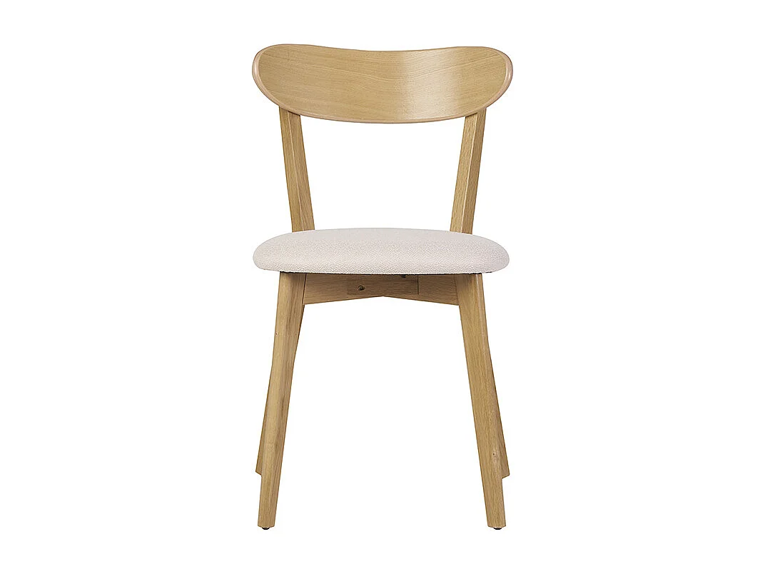 Chaises vintage en bois clair chêne et tissu effet laine bouclée blanc (lot de 2) DOVE