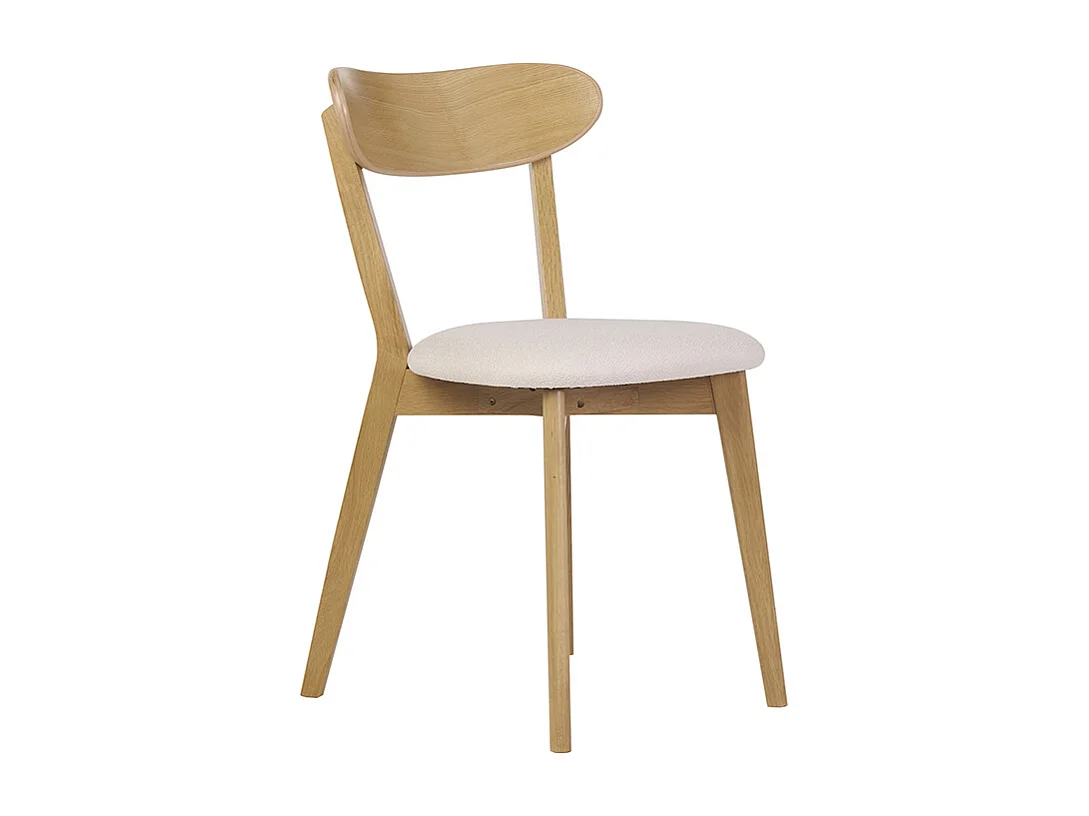 Chaises vintage en bois clair chêne et tissu effet laine bouclée blanc (lot de 2) DOVE