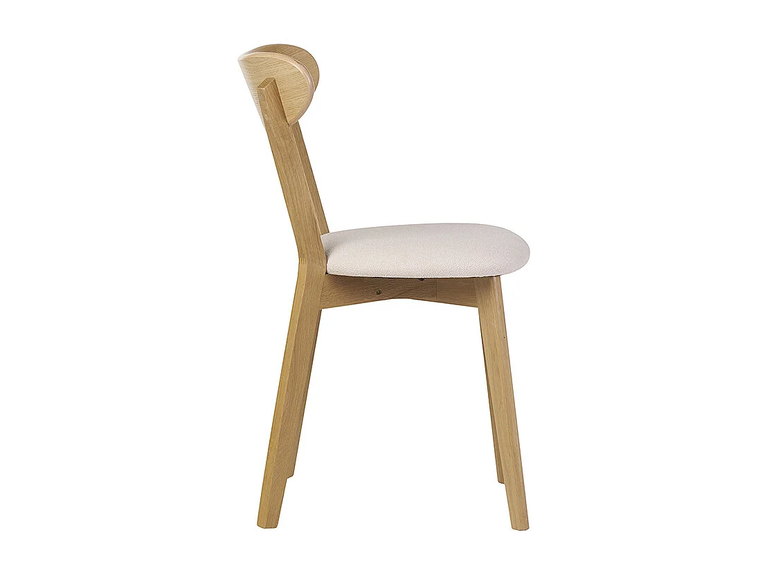 Chaises vintage en bois clair chêne et tissu effet laine bouclée blanc (lot de 2) DOVE