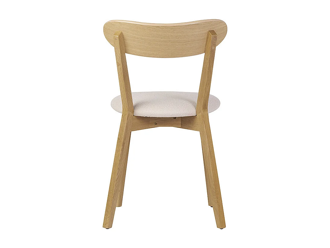 Chaises vintage en bois clair chêne et tissu effet laine bouclée blanc (lot de 2) DOVE