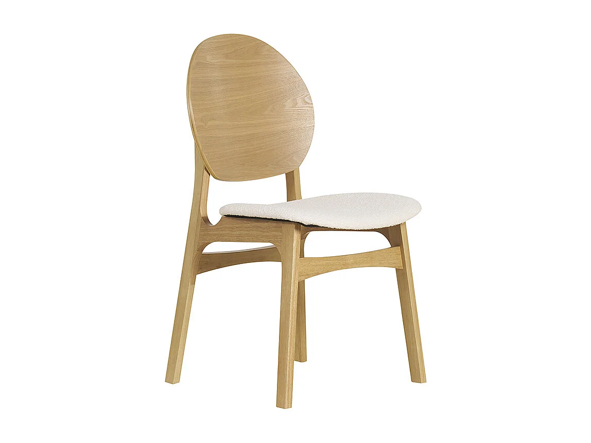 Sedie scandinave in legno chiaro e tessuto effetto lana bouclé bianco (set di 2) ELTON