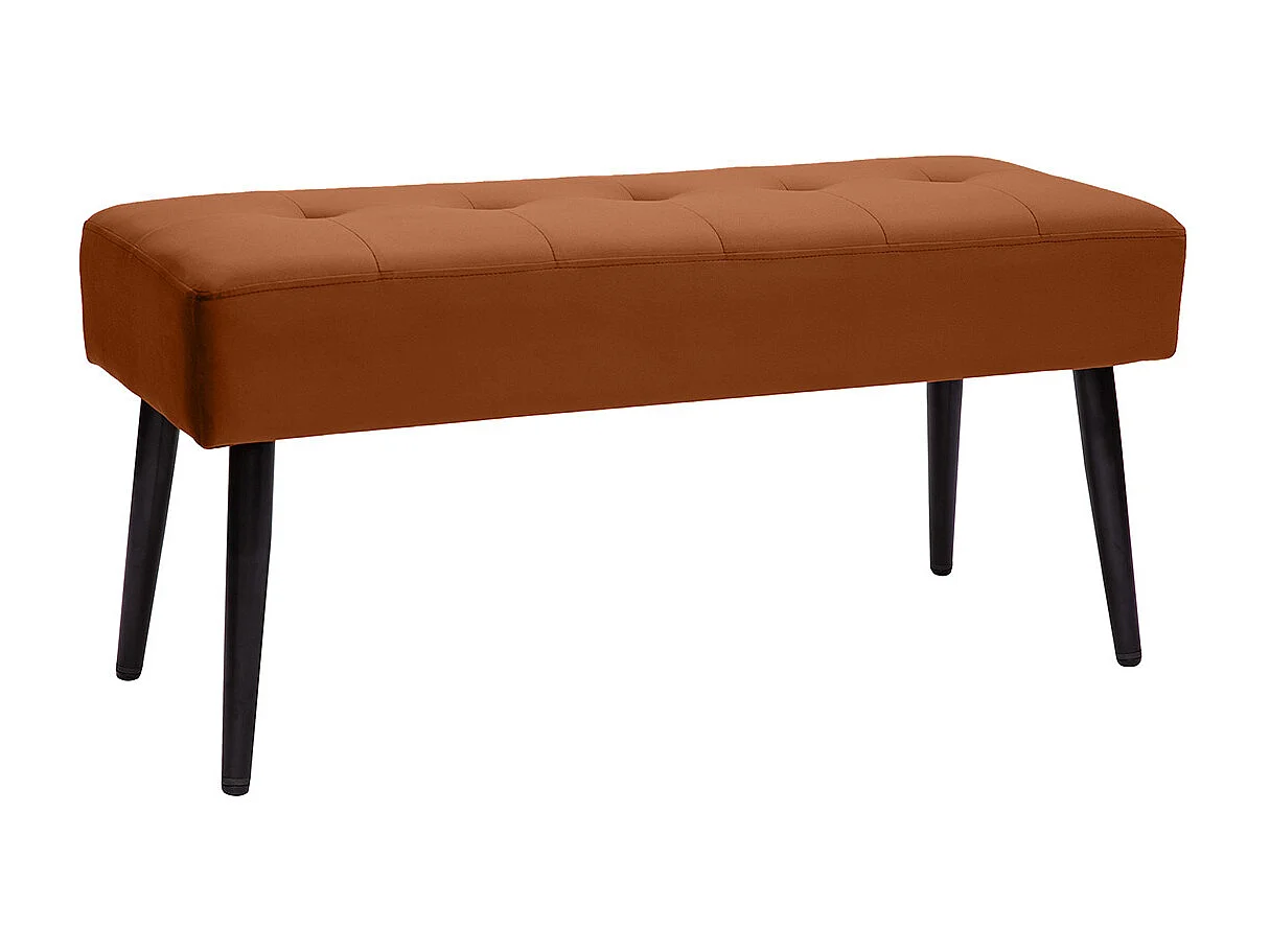Banc design capitonné en velours terre brûlée et métal noir L95 cm GUESTA