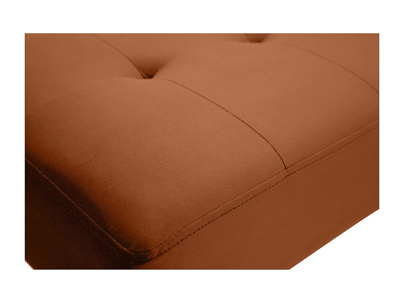 Banc design capitonné en velours terre brûlée et métal noir L95 cm GUESTA