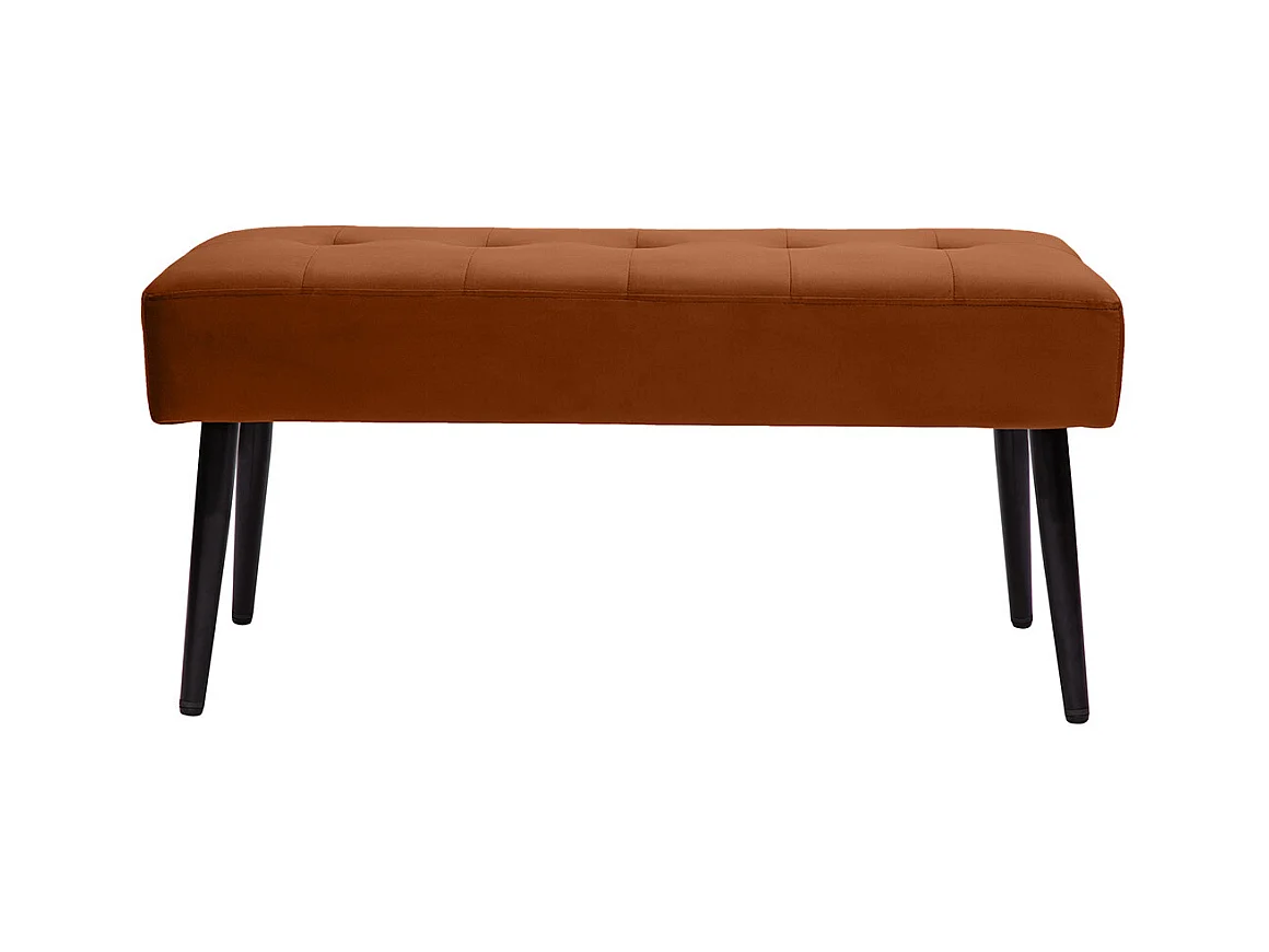 Gepolsterte Design-Bank aus kupferbraunem Samtstoff und schwarzem Metall B95 cm GUESTA