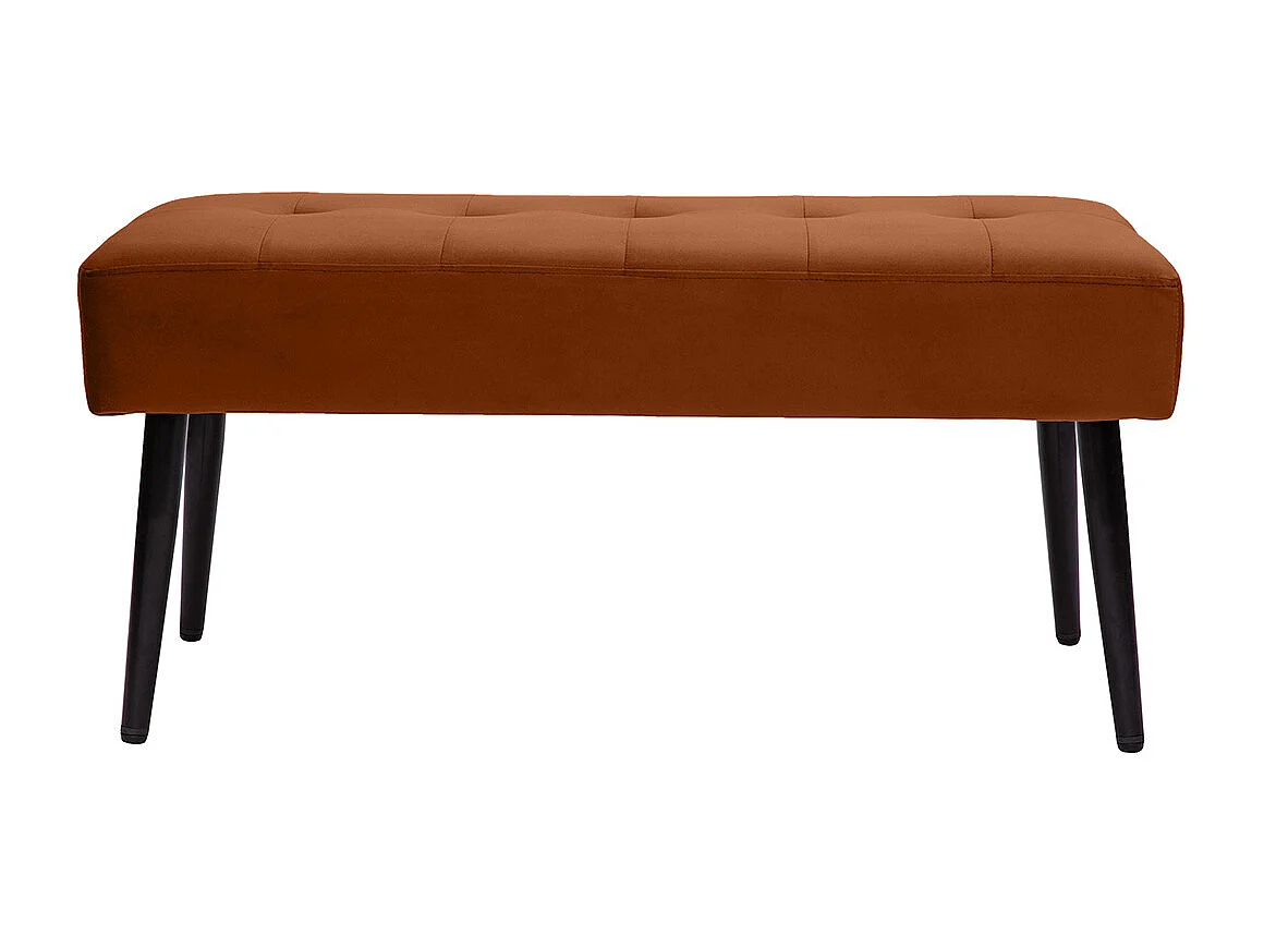 Banc design capitonné en velours terre brûlée et métal noir L95 cm GUESTA