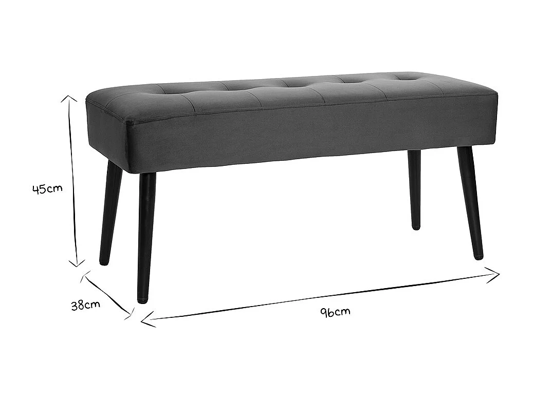 Banc design capitonné en velours terre brûlée et métal noir L95 cm GUESTA
