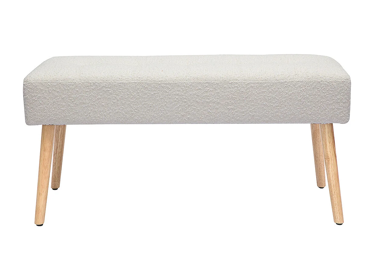 Skandinavische Bank aus weißem Stoff mit Bouclé-Wolleffekt und hellem Holz B96 cm GUESTA