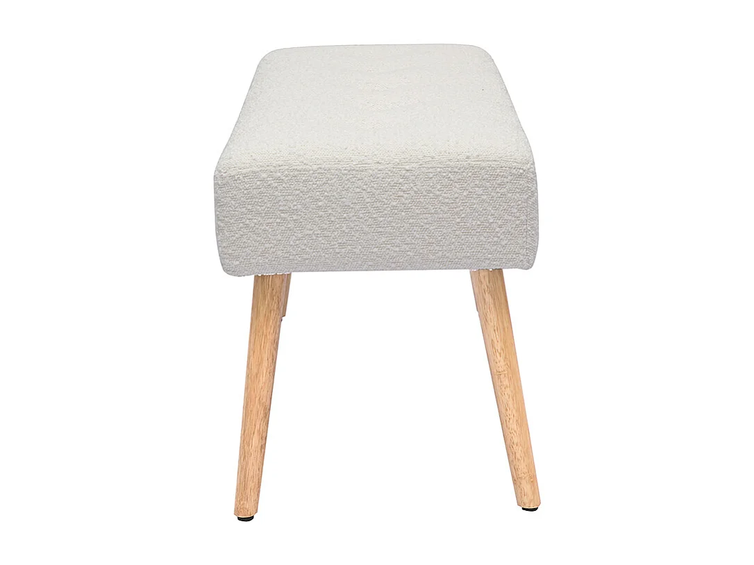 Banco nórdico capitoné de borreguillo blanco y madera clara 96 cm GUESTA