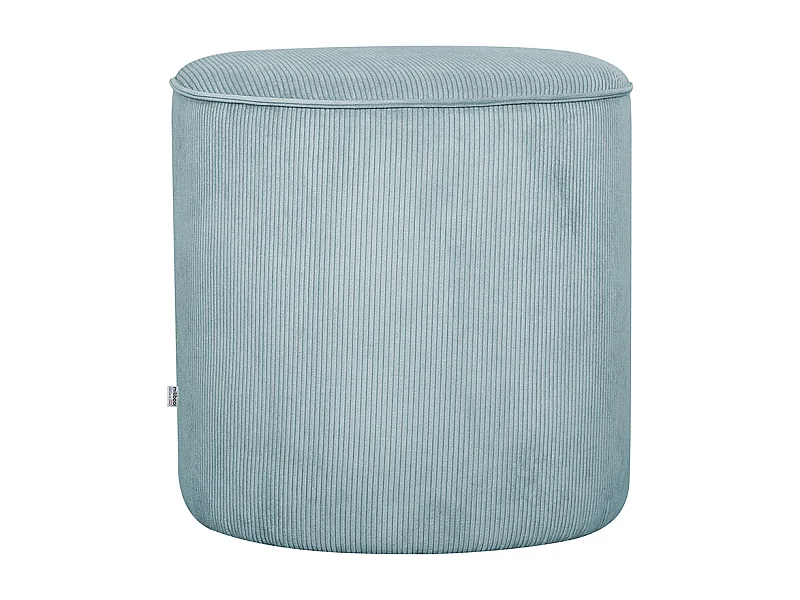 Pouf rond en tissu velours côtelé bleu grisé D40 cm LOUIS