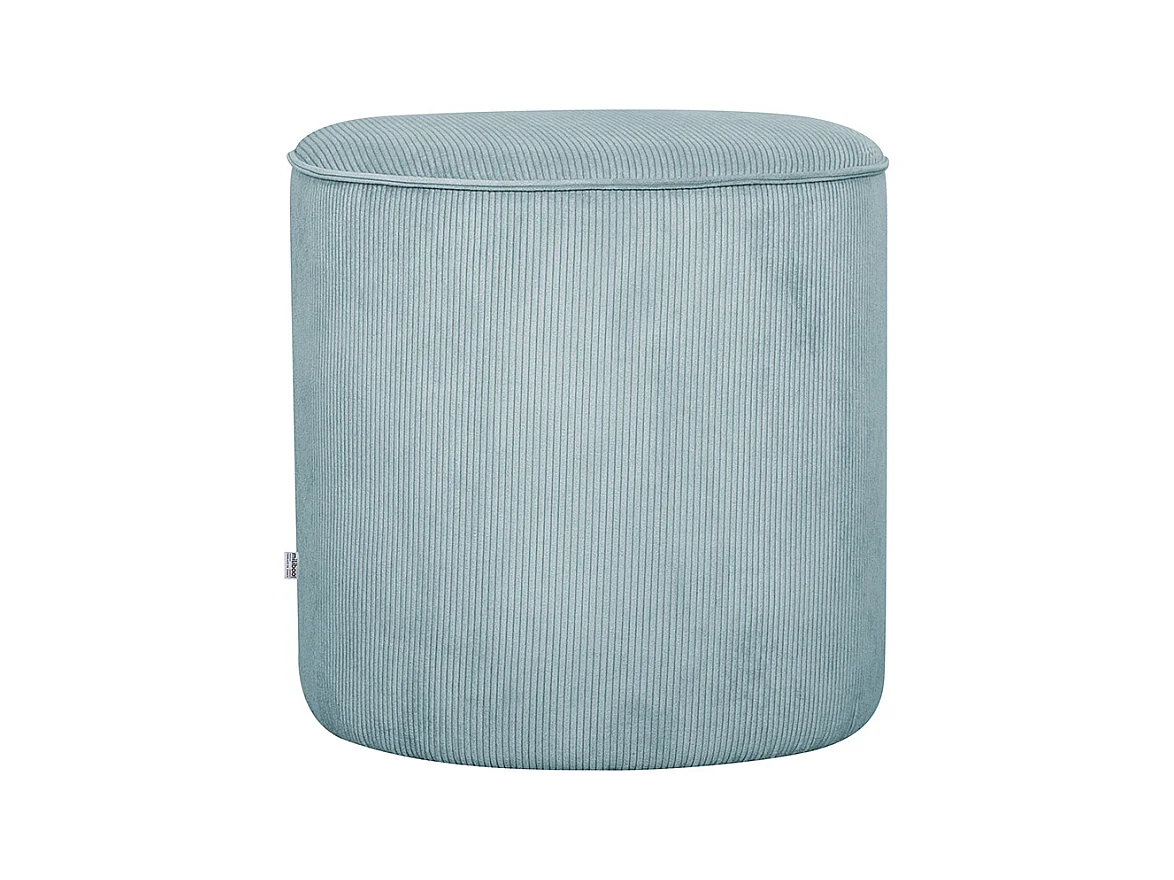 Pouf rond en tissu velours côtelé bleu grisé D40 cm LOUIS