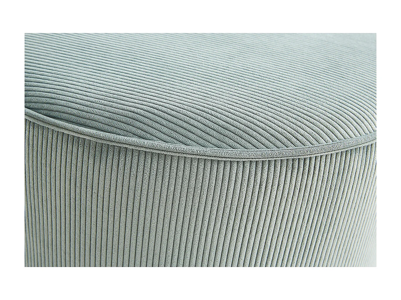 Pouf rond en tissu velours côtelé bleu grisé D40 cm LOUIS