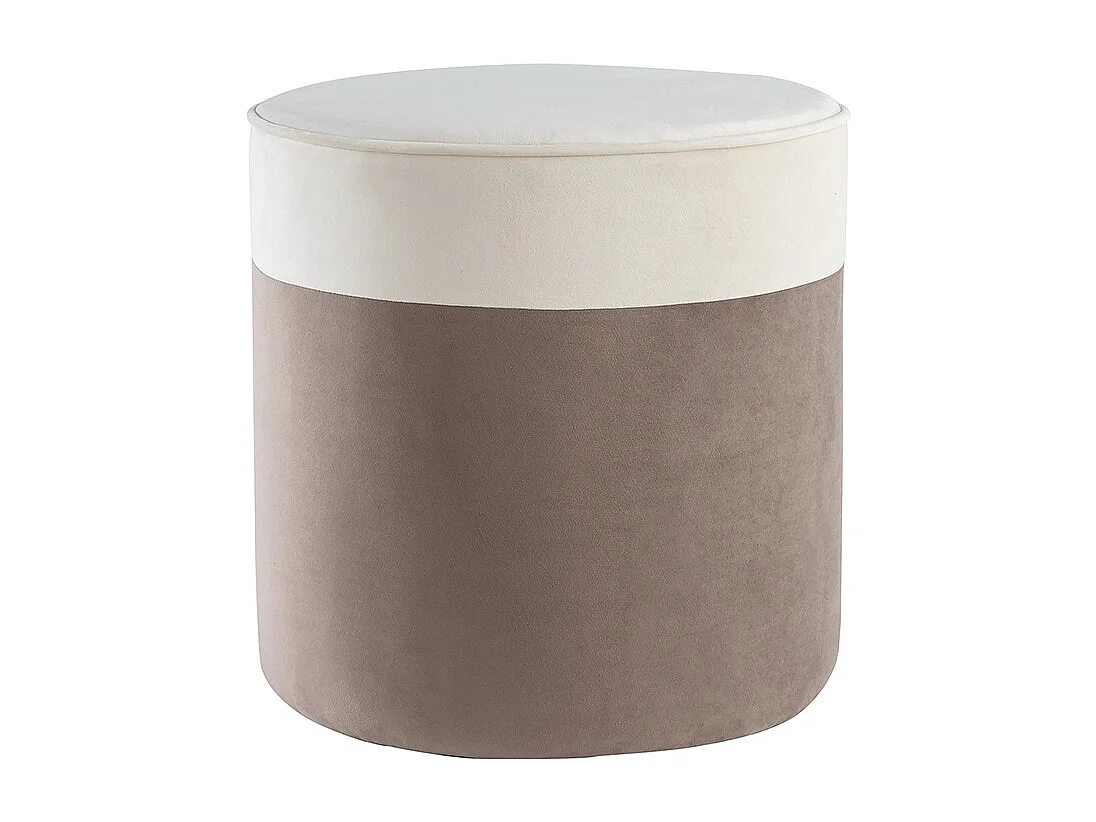 Pouf design bicolore in velluto bianco crema e talpa D40 cm DAISY