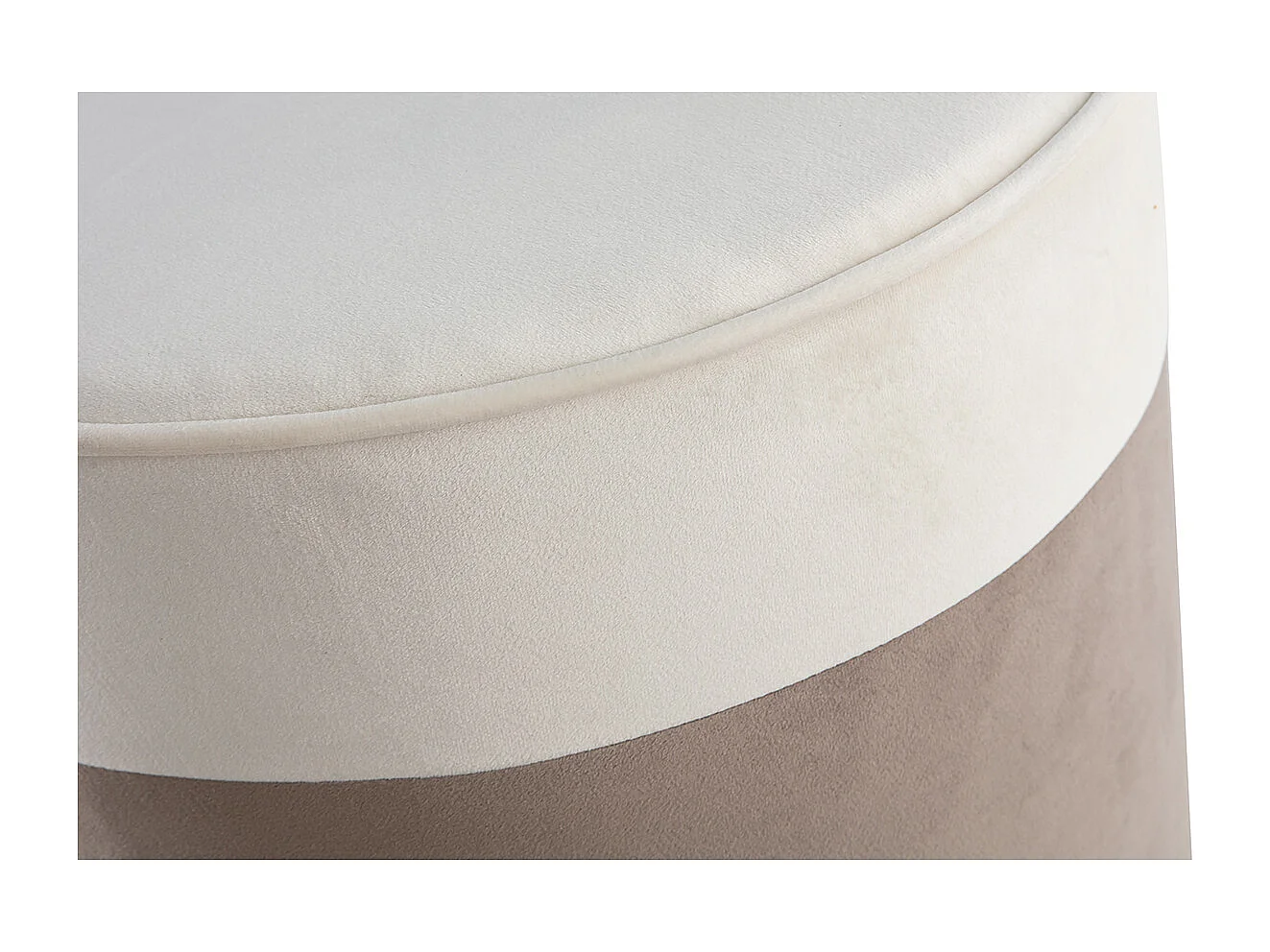 Pouf design bicolore in velluto bianco crema e talpa D40 cm DAISY