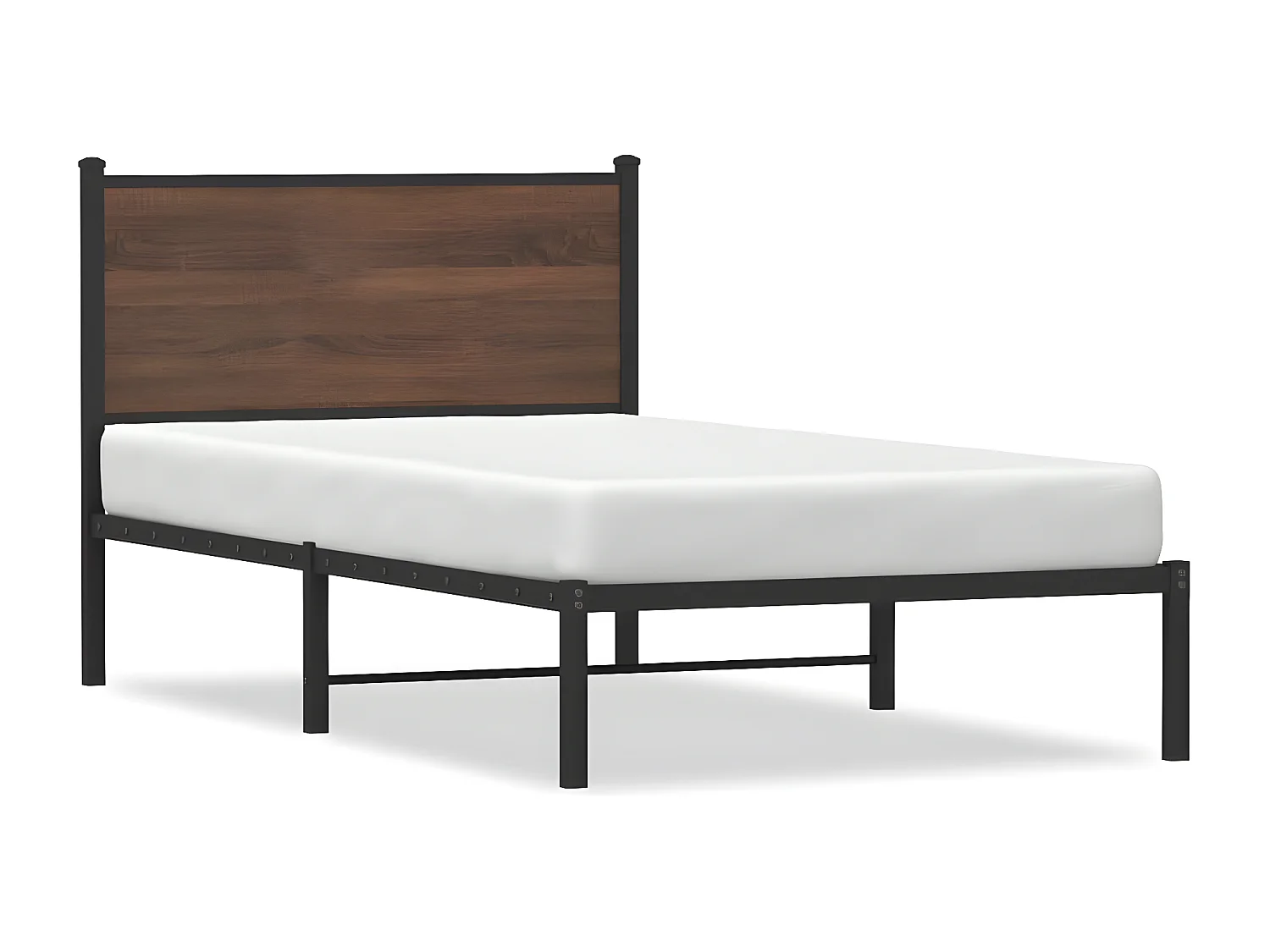 Estrutura cama com cabeceira 75x190 cm metal carvalho castanho