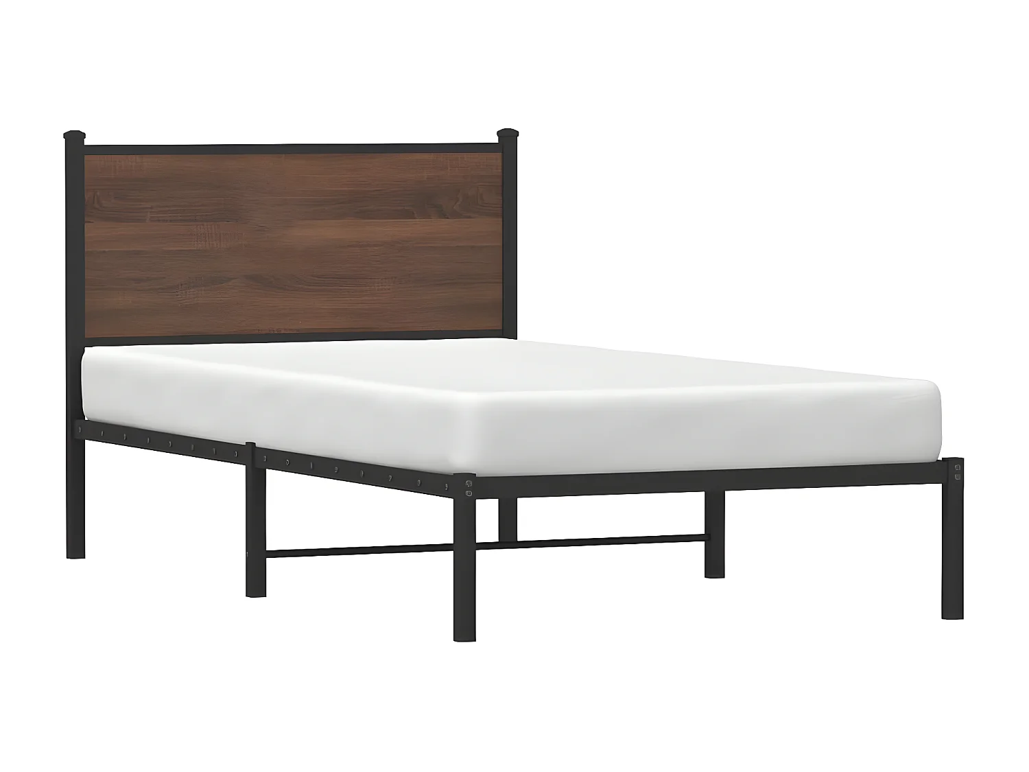 Estrutura cama com cabeceira 75x190 cm metal carvalho castanho