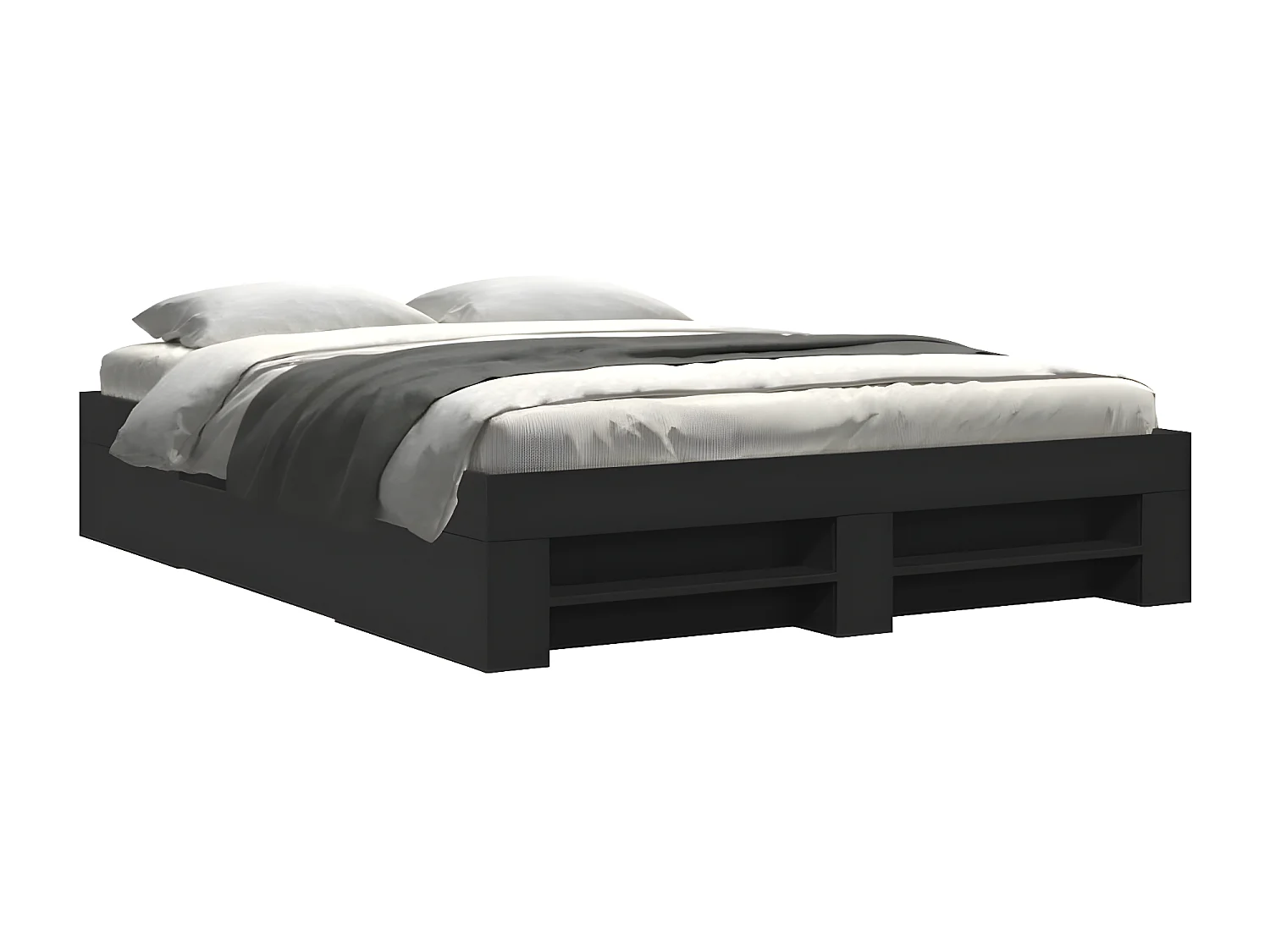 Estrutura de cama 150x200 cm derivados de madeira preto