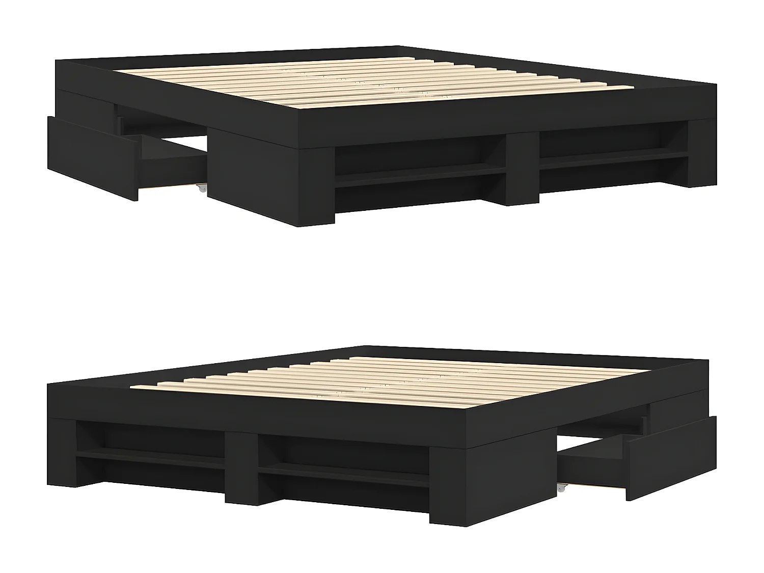 Estrutura de cama 150x200 cm derivados de madeira preto