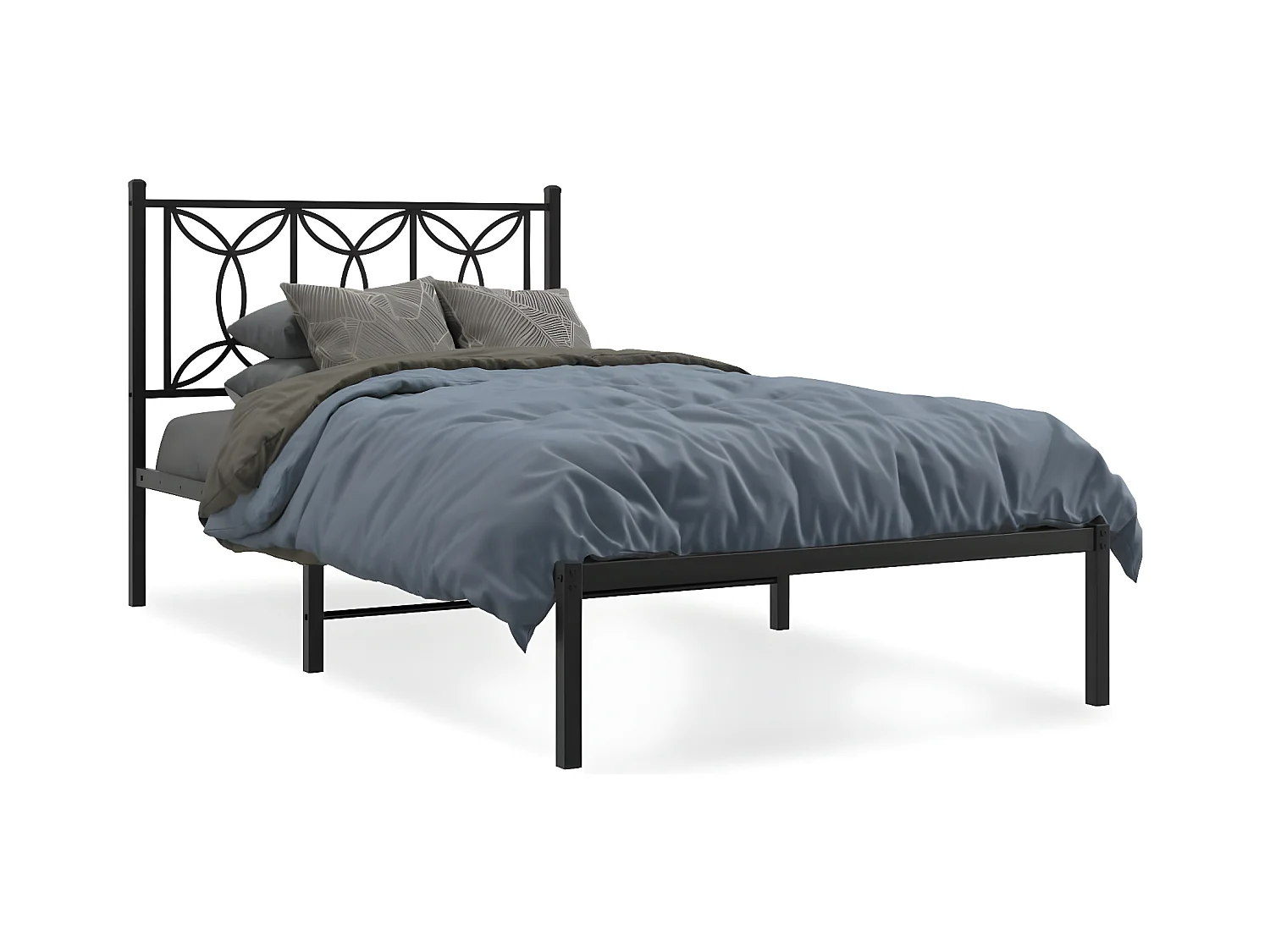 Estructura de cama con cabecero metal negro 100x200 cm