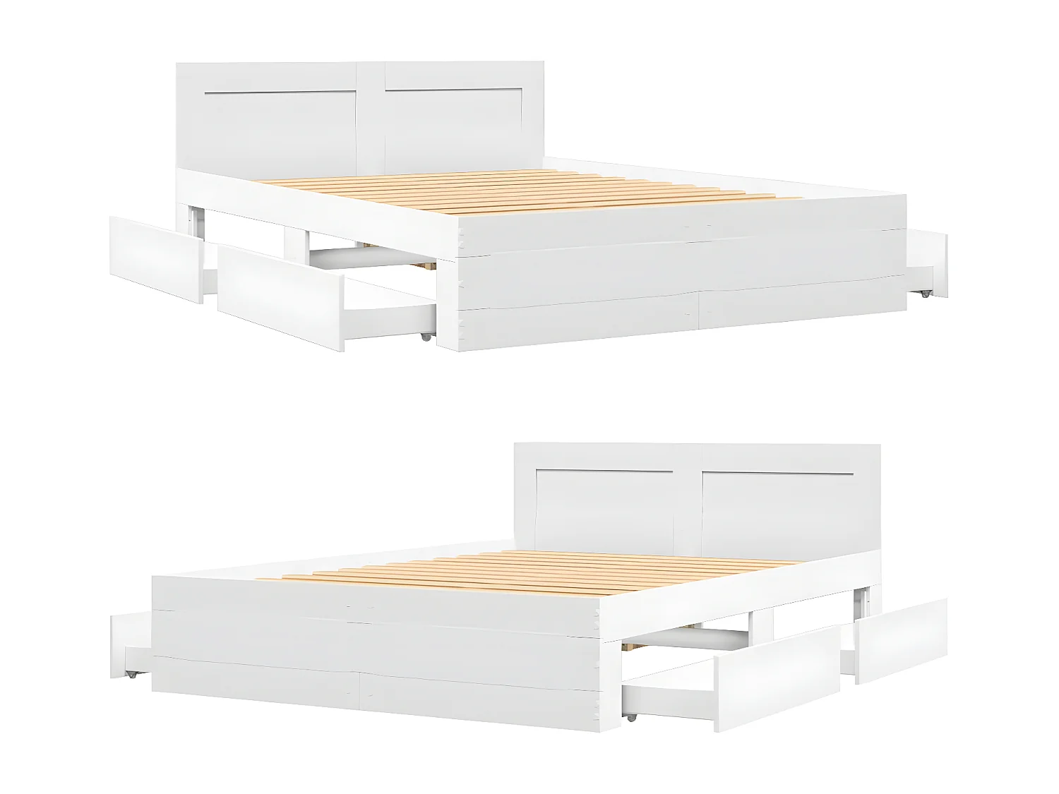 Estrutura cama c/ cabeceira 140x200 cm derivados madeira branco