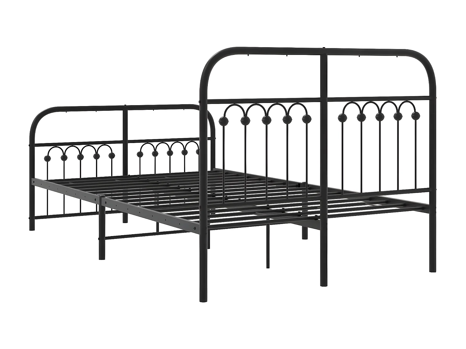 Estrutura de cama com cabeceira e pés 120x190 cm metal preto