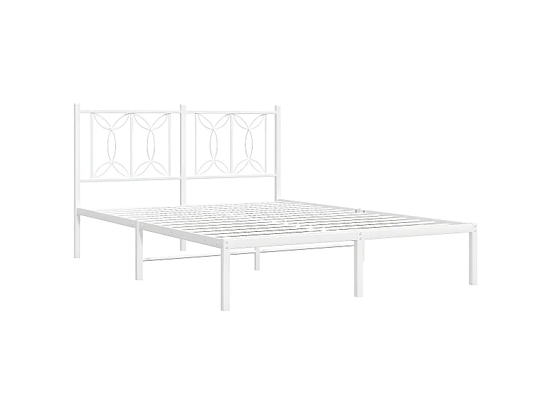 Estructura de cama de metal con cabecero blanca 140x190 cm