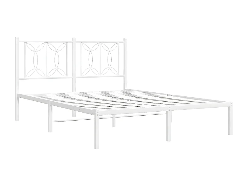Estrutura de cama com cabeceira 140x190 cm metal branco