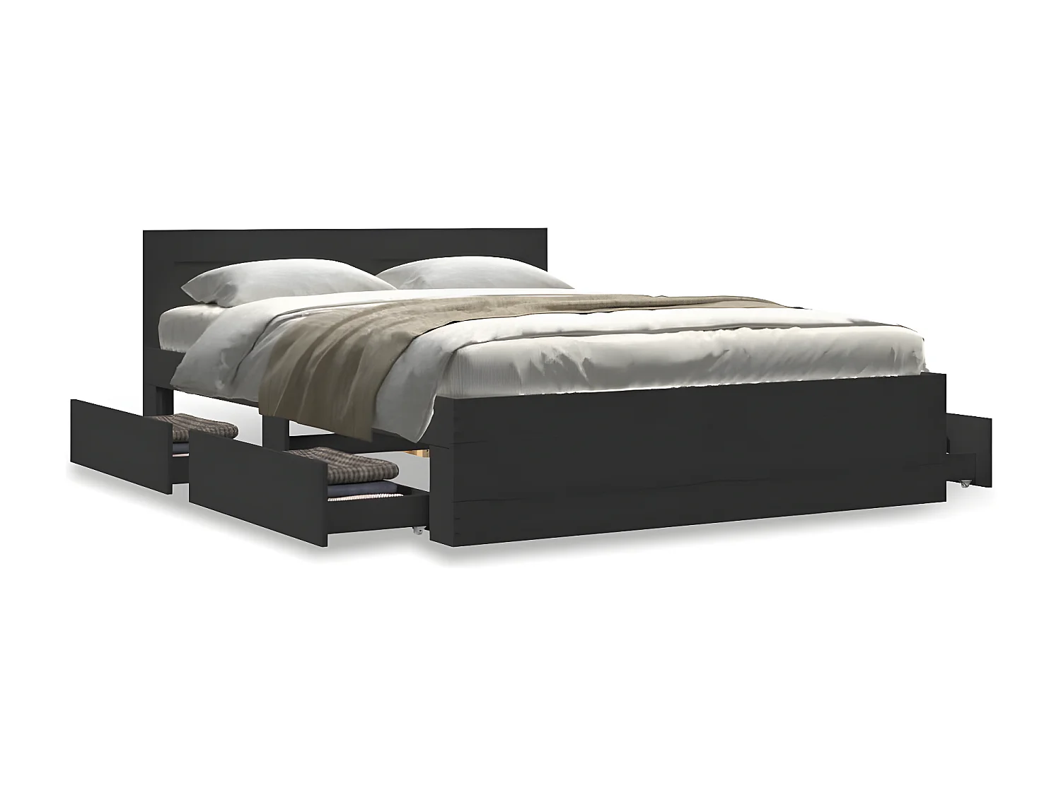 Estrutura cama c/ cabeceira 140x200 cm derivados madeira preto