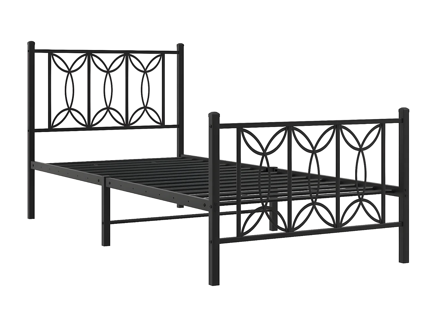 Estrutura de cama com cabeceira e pés 90x200 cm metal preto