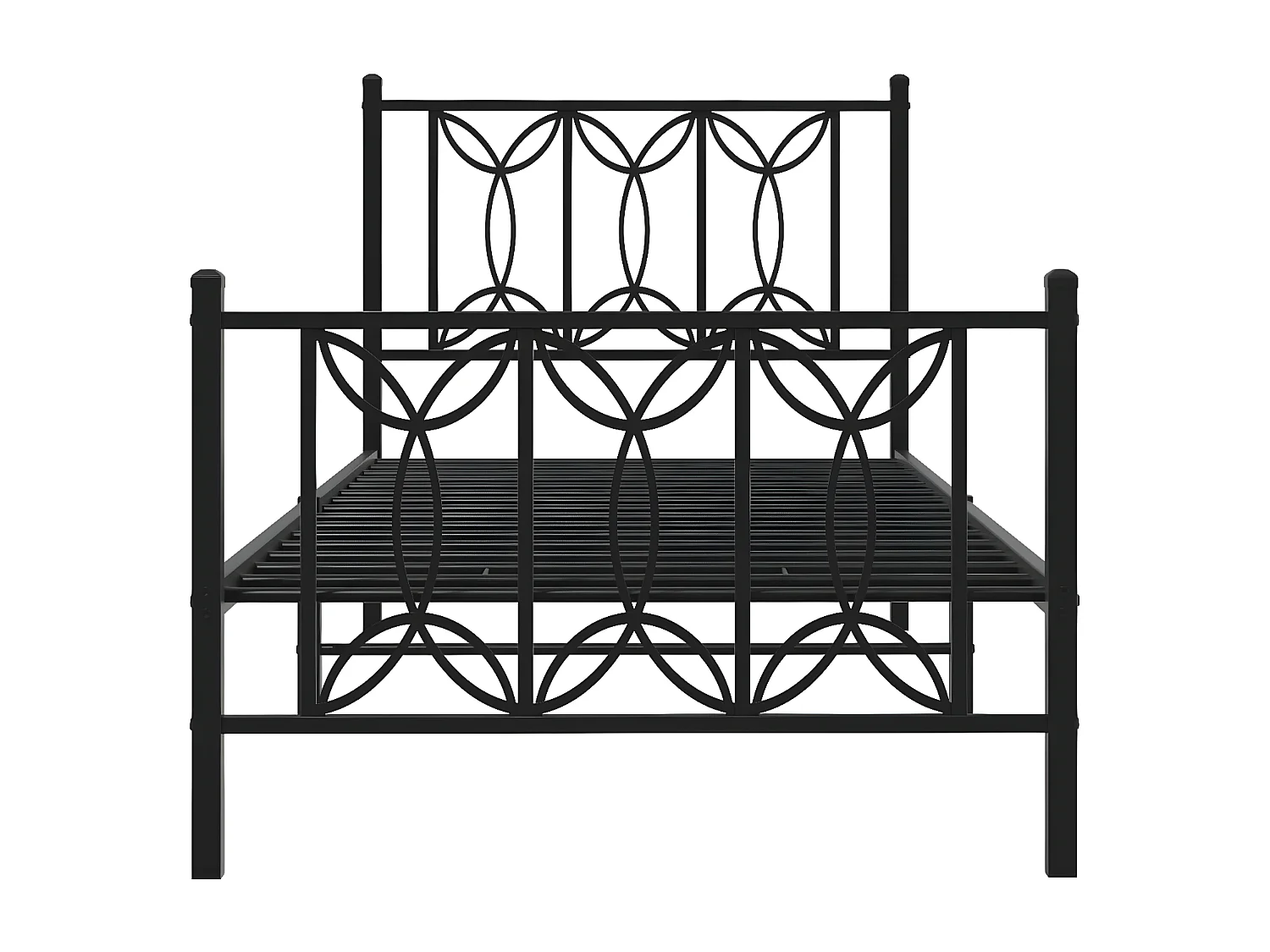 Estrutura de cama com cabeceira e pés 90x200 cm metal preto