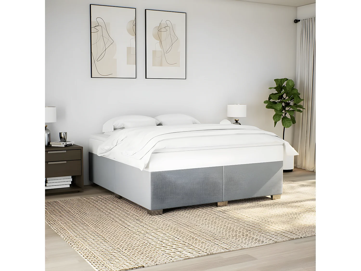 Estructura de cama gris claro tela 200x200 cm