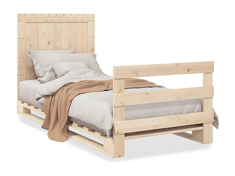 Estrutura de cama com cabeceira 90x200 cm pinho maciço