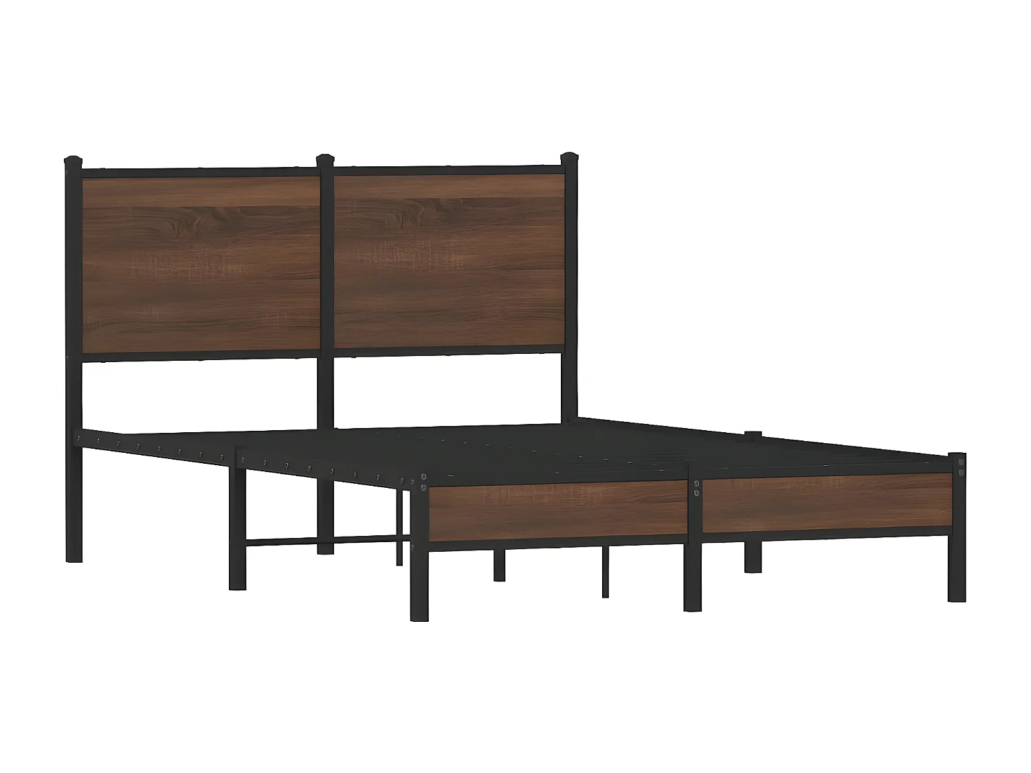 Estructura de cama con cabecero metal marrón roble 120x190 cm