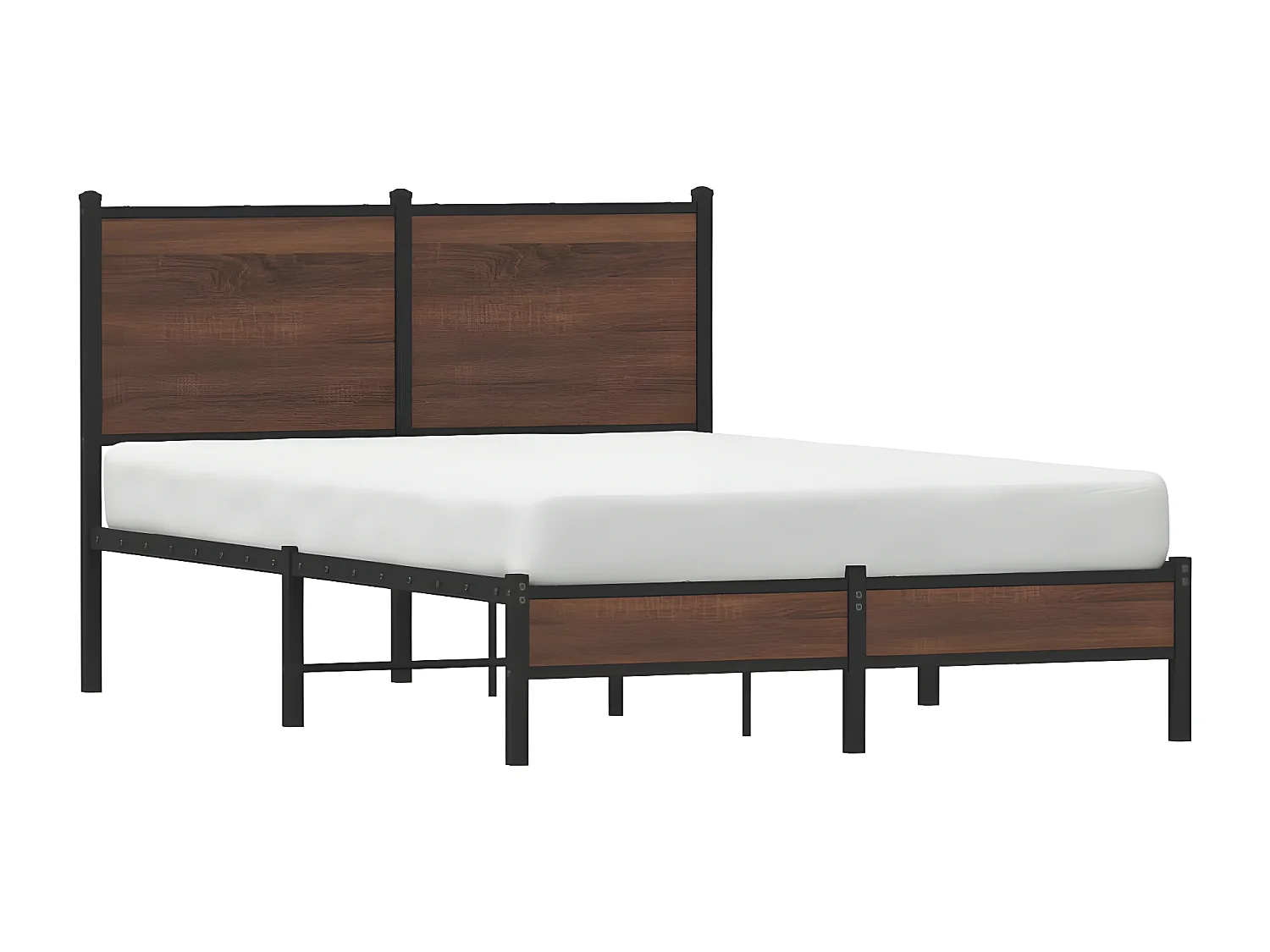 Estructura de cama con cabecero metal marrón roble 120x190 cm
