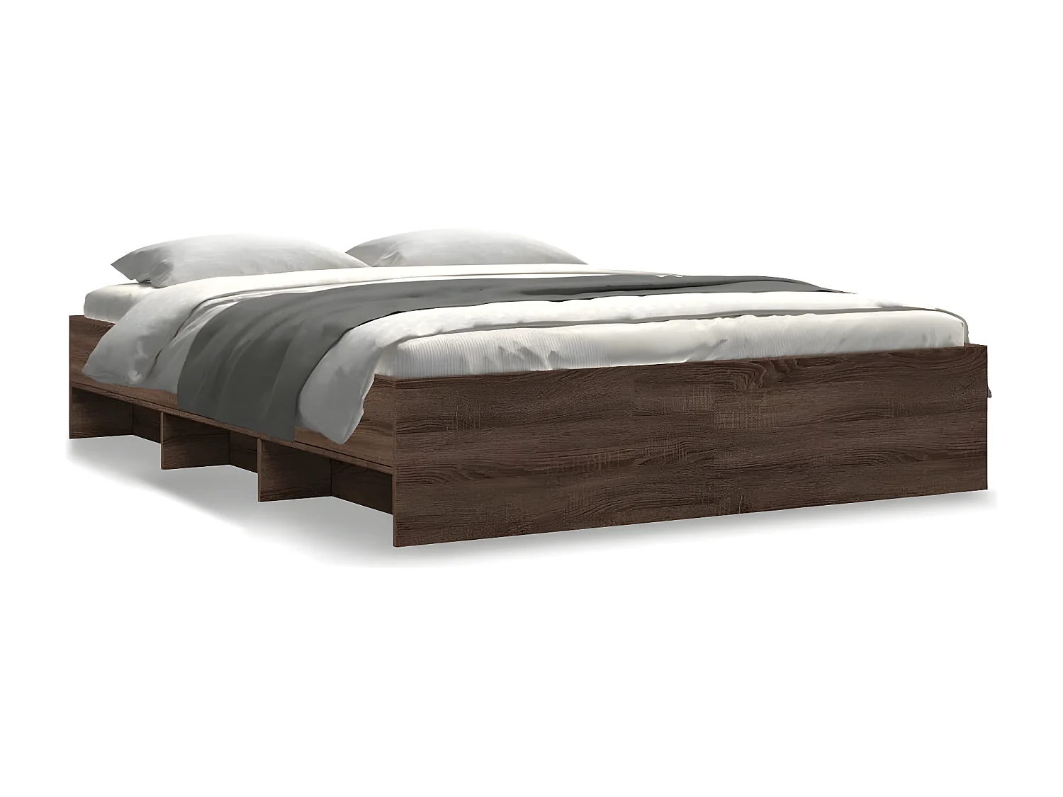 Estrutura de cama 160x200cm derivados madeira carvalho castanho