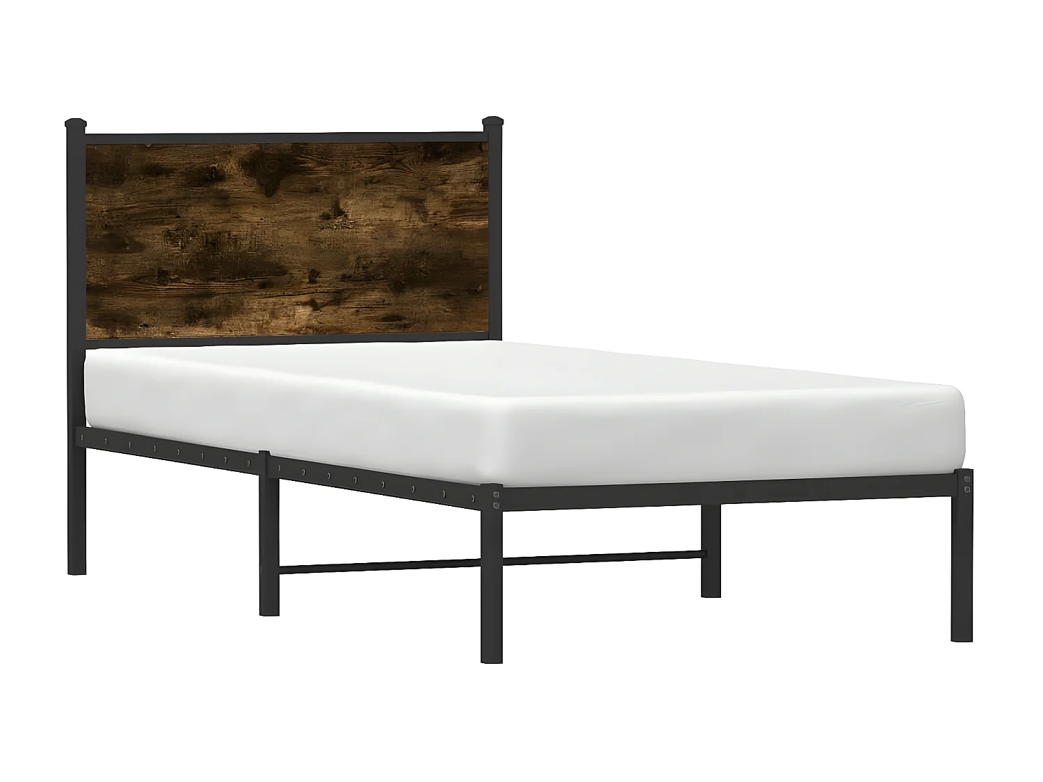 Estrutura de cama com cabeceira 90x190 cm metal carvalho fumado