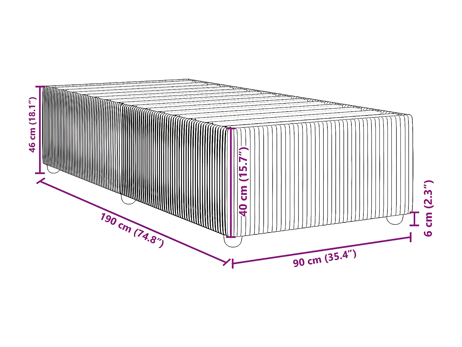 Estructura de cama de terciopelo gris claro 90x190 cm