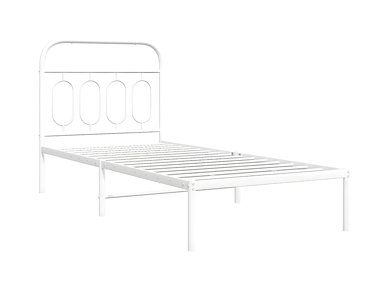 Estructura de cama de metal con cabecero blanco 90x190 cm