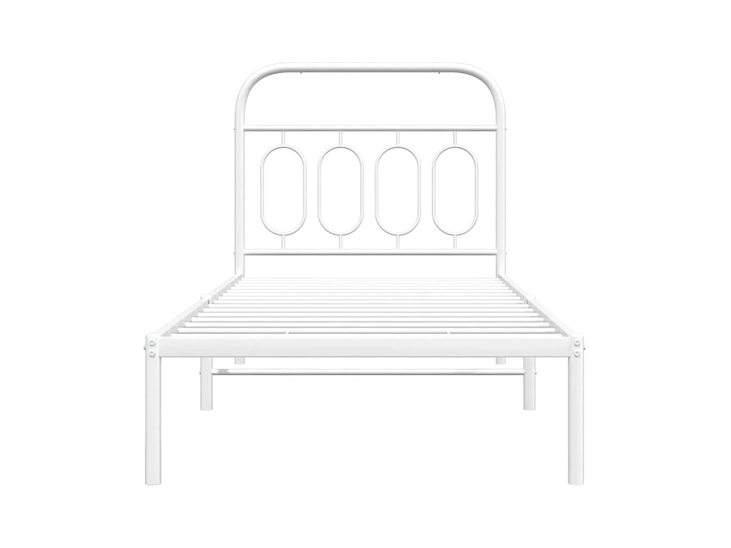 Estructura de cama de metal con cabecero blanco 90x190 cm