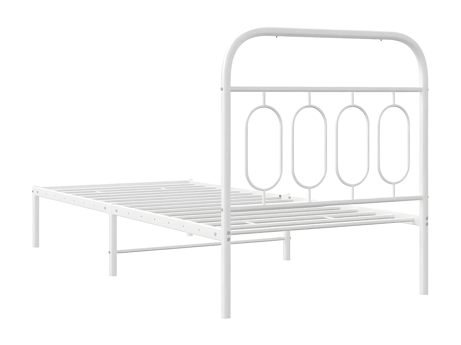 Cadre de lit métal avec tête de lit blanc 90x190 cm