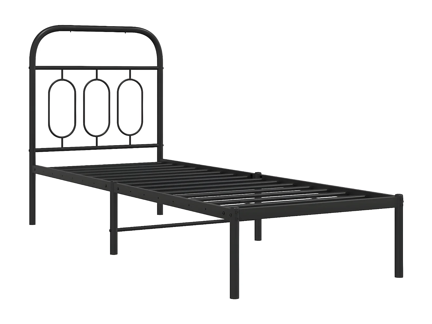 Estrutura de cama com cabeceira 75x190 cm metal preto